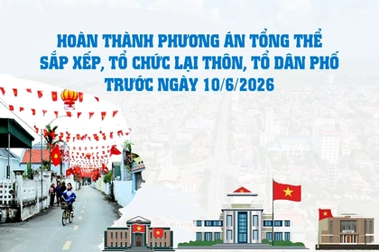 [Infographics] Hoàn thành Phương án tổng thể sắp xếp, tổ chức lại thôn, tổ dân phố trước ngày 10/6/2026